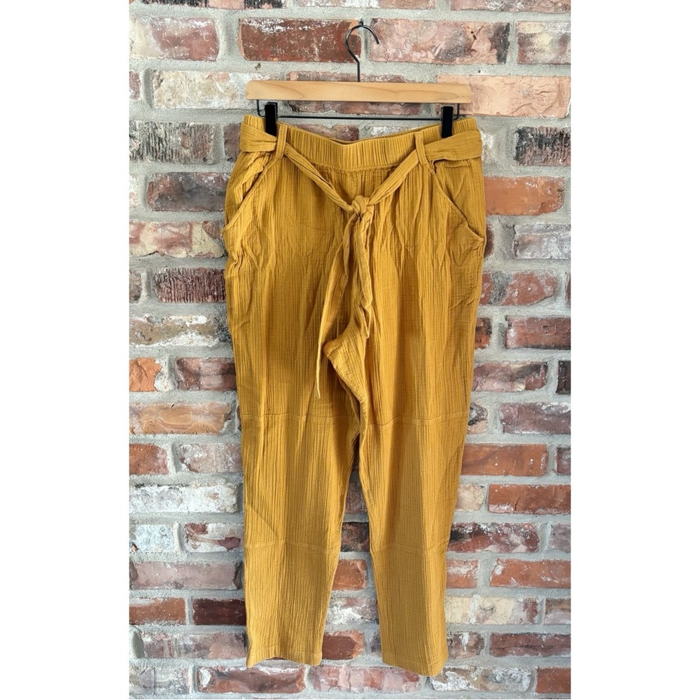 Garnet Hill Ahra Organic Cotton Gauzy Belted Trouser Pants NWT, M